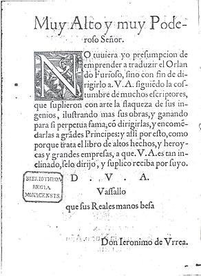 Dedicatoria de Urrea