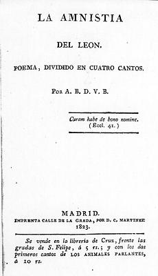 Portada del Poema La Amnistía del León