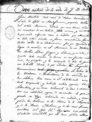 Copia en limpio de la Breve noticia