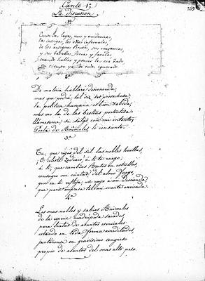 Copia en limpio, allografa, del Canto I (estancia I pegada sobre un texto anterior)