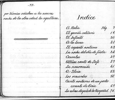 Fin de la obra e Indice